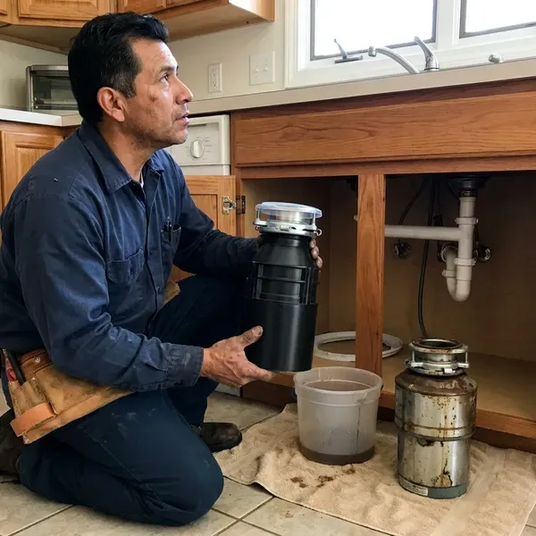 HWR Plumbing technician providing garbage disposal replacement in Sioux Falls, SD
